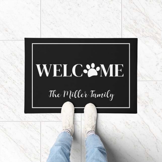 Felpudo Mascota Paw Bienvenida con Nombre Doormat (Interior)
