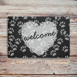 Felpudo Mascota Paw Imprimir Corazón Bienvenidos Puerta Bl