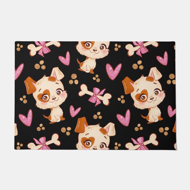 Felpudo Mascotas de patrones adormecidos tontos graciosos (Anverso)