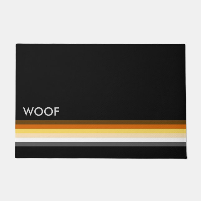 Felpudo Masculino y elegante oso gay con WOOF Bandera del  (Anverso)