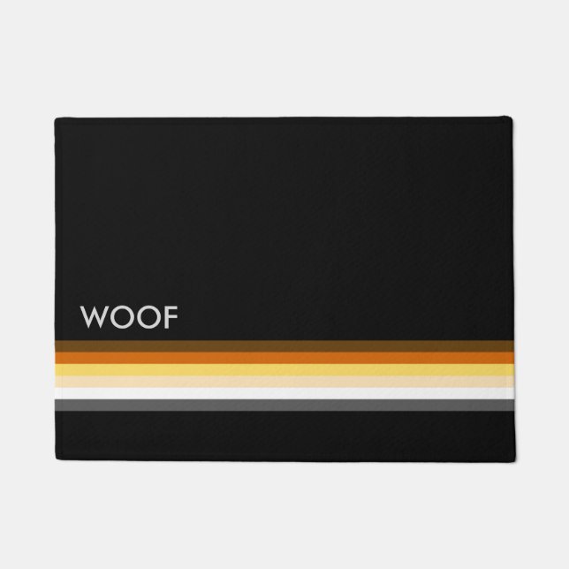 Felpudo Masculino y elegante oso gay con WOOF Bandera del  (Anverso)