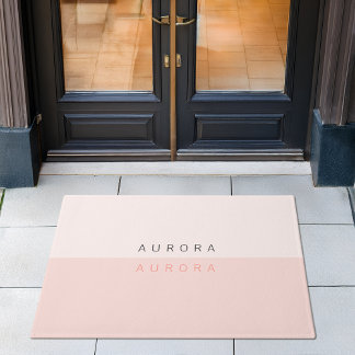 Felpudo Mat De Bienvenida Rosa minimalista De Dos Tonos