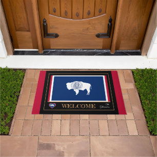 Felpudo Mat de la casa de bandera Wyoming/sports EE.UU.
