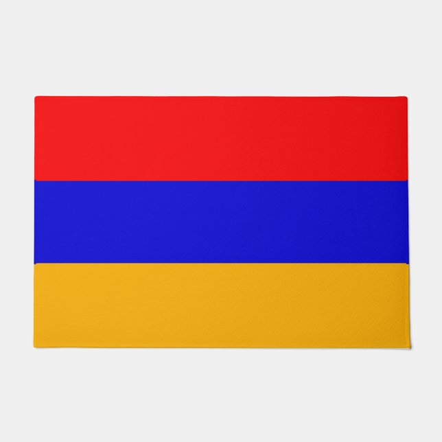 Felpudo Mat de la puerta con bandera de Armenia (Anverso)