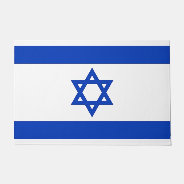Felpudo Mat de la puerta con bandera de Israel (Anverso)