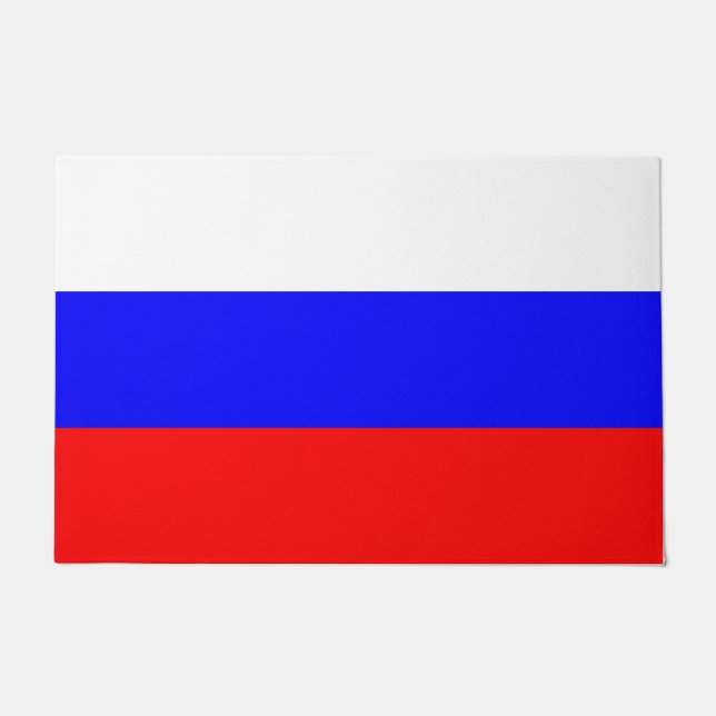 Felpudo Mat de la puerta con bandera de Rusia (Anverso)