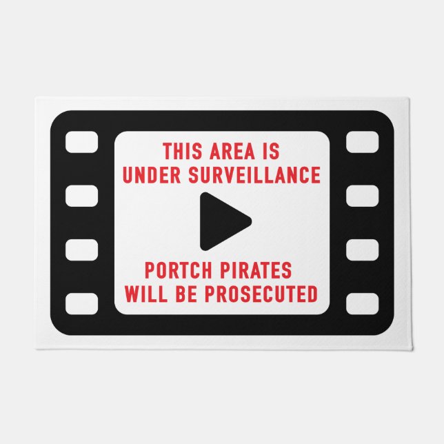 Felpudo Mat de la puerta de advertencia de vigilancia (Anverso)