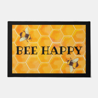 Felpudo Mat de la puerta de Bee Happy con Honeycomb
