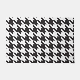 Felpudo Mat de la puerta de gallo negro y blanco