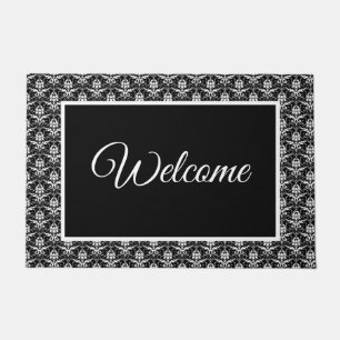 Felpudo Mat de la puerta de impresión de Damask en blanco