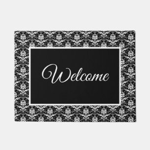 Felpudo Mat de la puerta de impresión de Damask en blanco