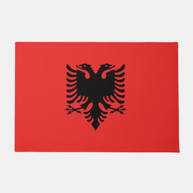 Felpudo Mat de la puerta de la bandera de Albania (Anverso)