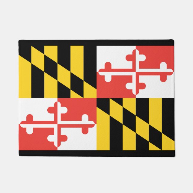 Felpudo Mat de la puerta de la bandera de Maryland (Anverso)