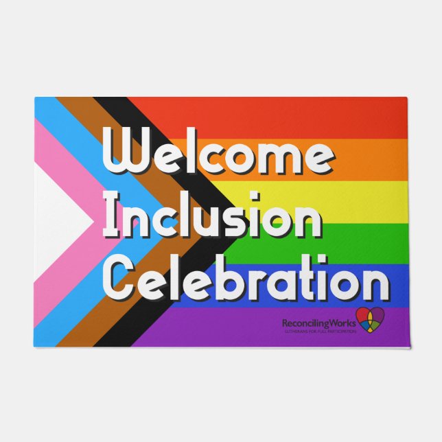 Felpudo Mat de la puerta de la bandera del Orgullo Progres (Anverso)