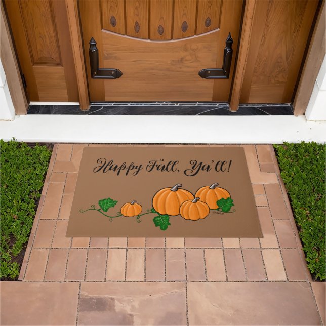 Felpudo Mat de la puerta de la calabaza de otoño (Exterior)