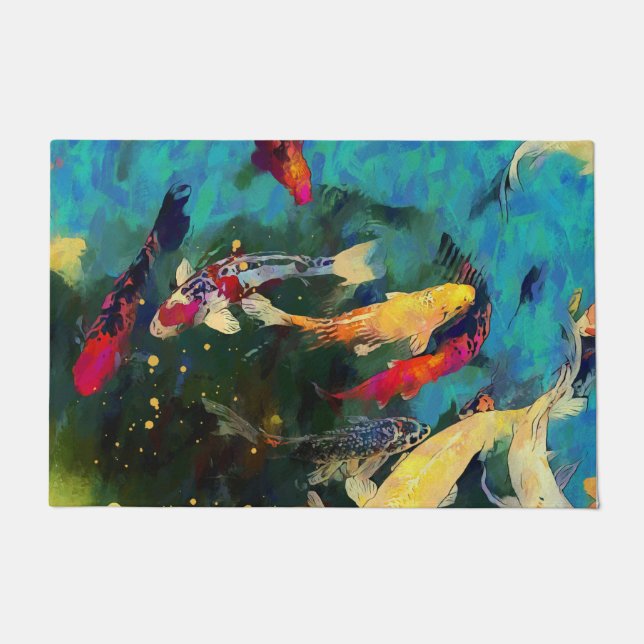 Felpudo Mat de la puerta de la carpa japonesa (Anverso)