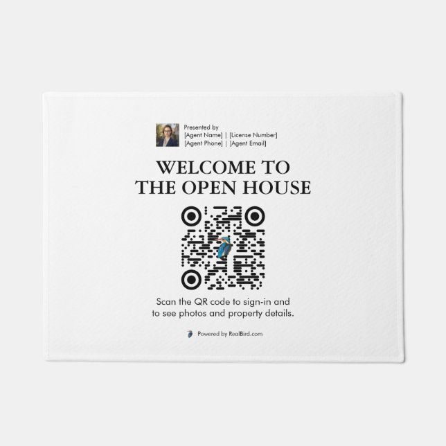 Felpudo Mat de la puerta de la casa abierta inmobiliario (Anverso)