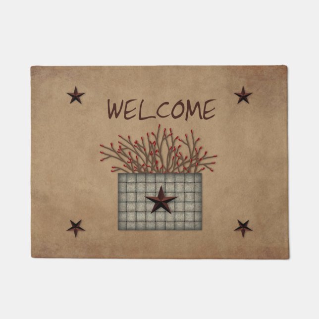 Felpudo Mat de la puerta de la cesta de los cerezos (Anverso)