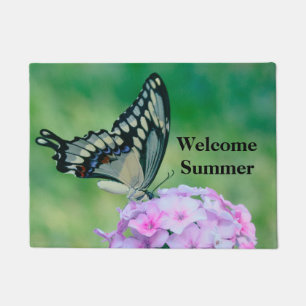 Felpudo Mat de la puerta de la mariposa de verano de bienv