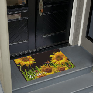 Felpudo Mat de la puerta de la mariposa del girasol