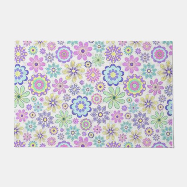 Felpudo Mat de la puerta de la mariposa floral (Anverso)