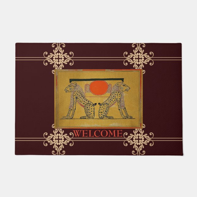 Felpudo Mat de la puerta de los dioses egipcios (Anverso)