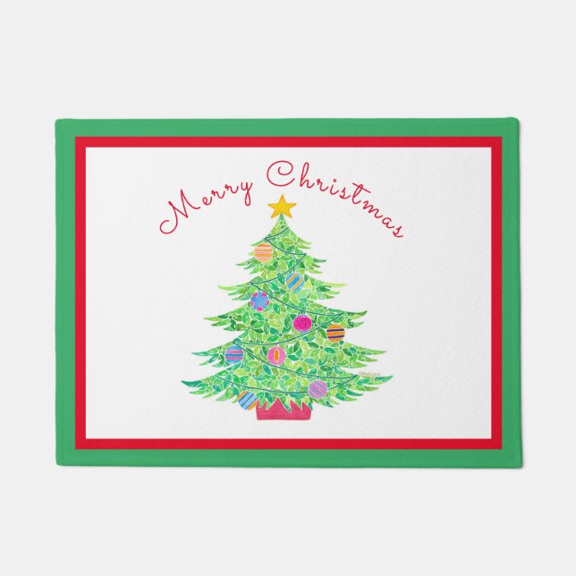 Felpudo Mat de la puerta del árbol de Navidad (Anverso)