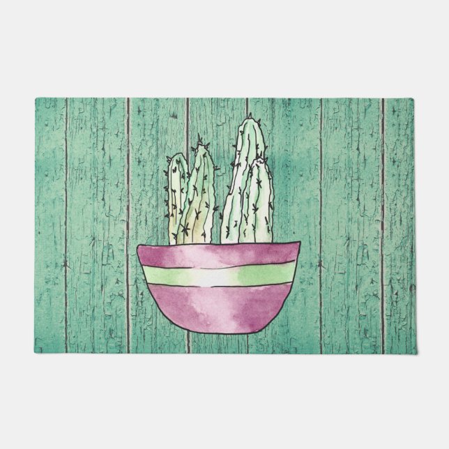 Felpudo Mat de la puerta del cactus (Anverso)