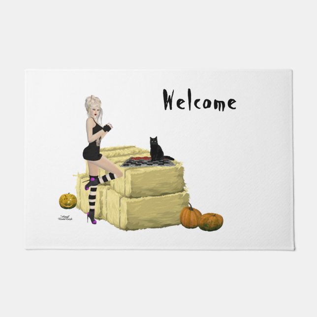 Felpudo Mat de la puerta del Chica de la garganta (Anverso)