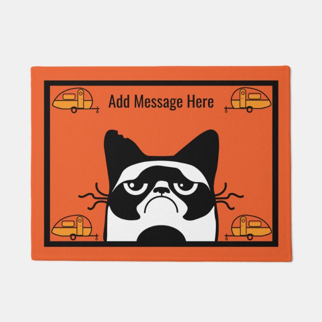 Felpudo Mat de la puerta del gato de la caravana (Anverso)