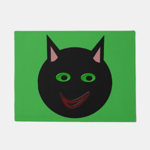 Felpudo Mat de la puerta del gato negro de Halloween