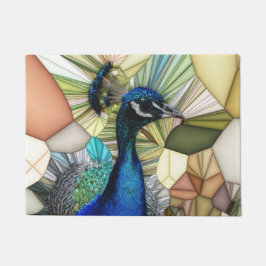 Felpudo Mat de la puerta del mosaico del pavo real