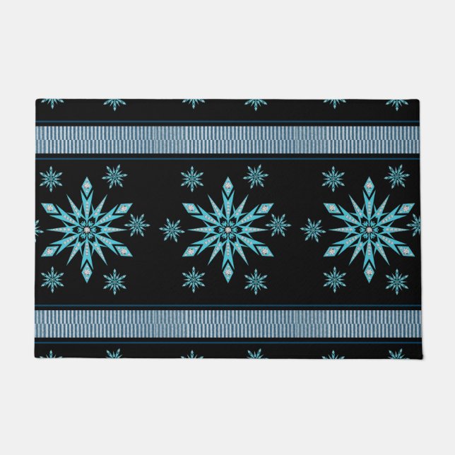 Felpudo Mat de la puerta del navidad, copo de nieve (Anverso)