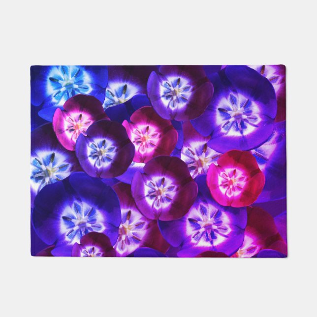 Felpudo Mat de la puerta del patrón de tulipanes morados (Anverso)