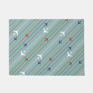 Felpudo Mat de la puerta del patrón del avión retro