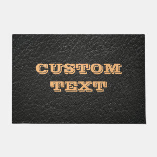 FELPUDO MAT DE LA PUERTA DEL PERSONALIZADO DE CUERO NEGRO