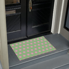 Felpudo Mat de la puerta del punto de polka (verde sabio y