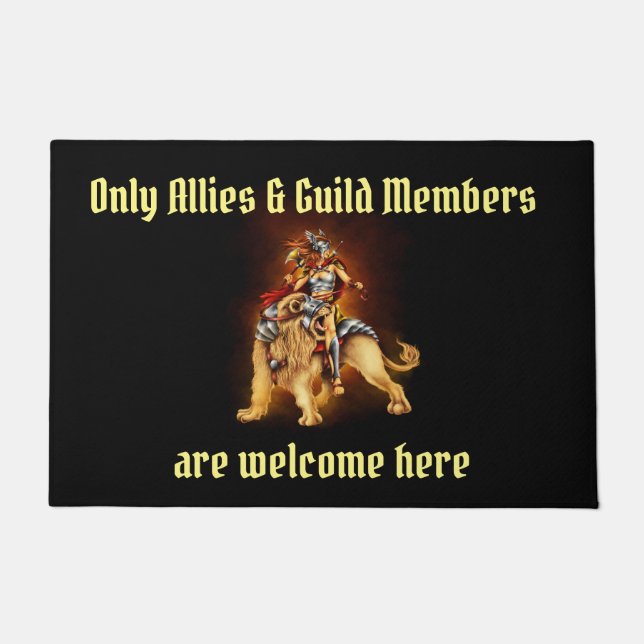 Felpudo Mat de la puerta del viajero de leones (Anverso)