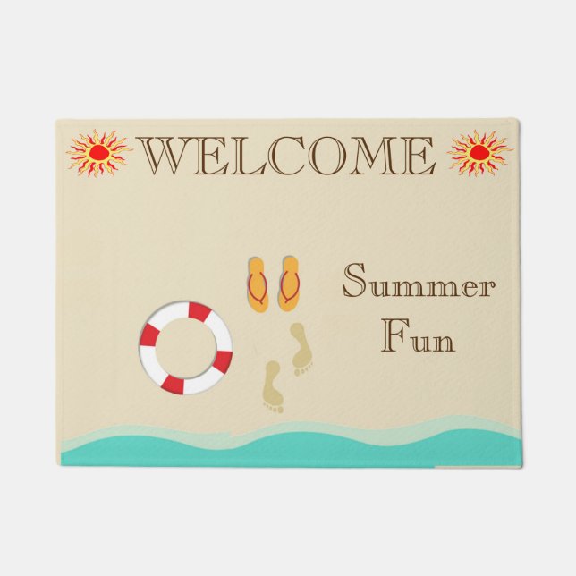 Felpudo Mat de la puerta divertida de verano (Anverso)