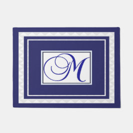 Felpudo Mat de la puerta inicial M Monograma Azul Blanco
