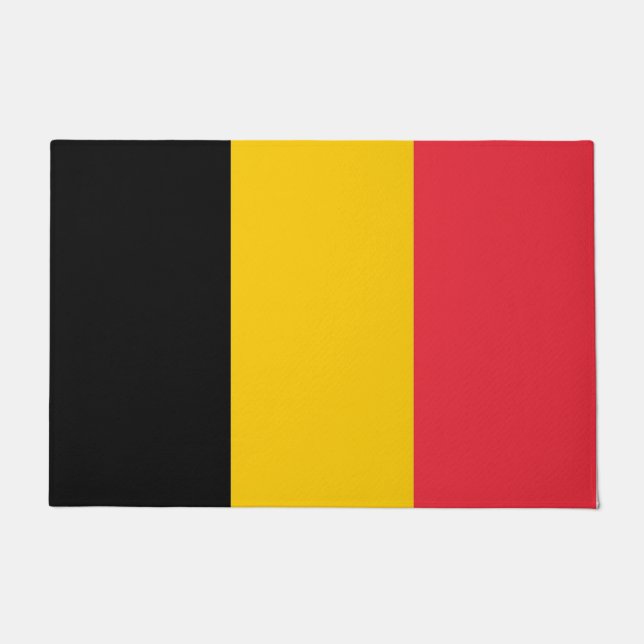 Felpudo Mat de puerta con bandera de Bélgica (Anverso)