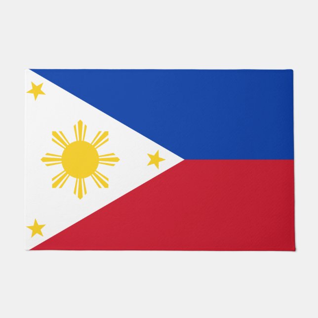 Felpudo Mat de puerta con bandera de Filipinas (Anverso)