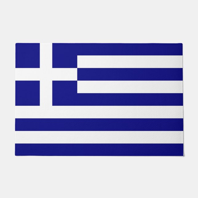 Felpudo Mat de puerta con bandera de Grecia (Anverso)