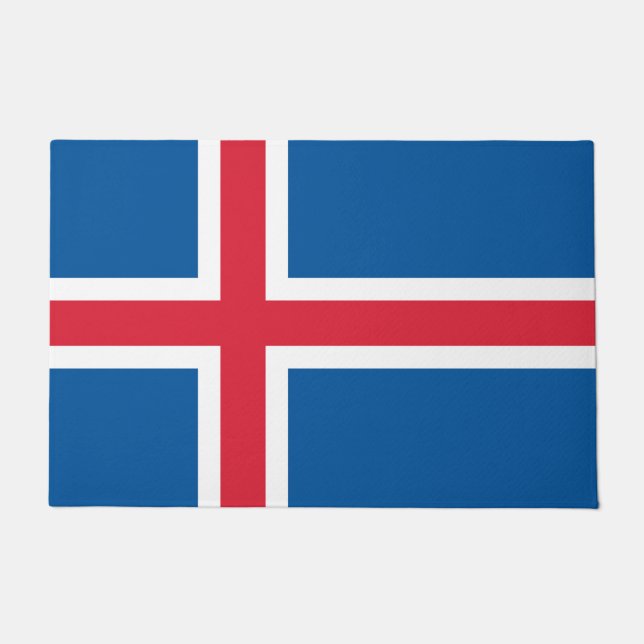 Felpudo Mat de puerta con bandera de Islandia (Anverso)