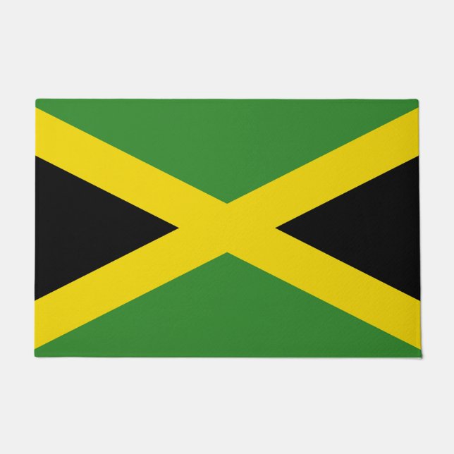 Felpudo Mat de puerta con bandera de Jamaica (Anverso)