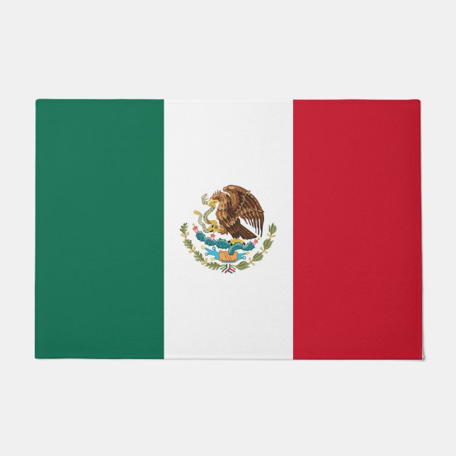 Felpudo Mat de puerta con bandera de México (Anverso)