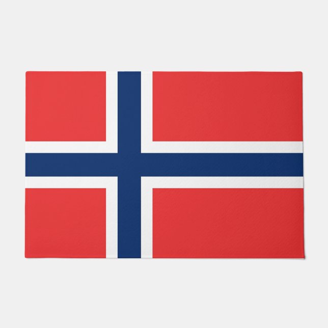 Felpudo Mat de puerta con bandera de Noruega (Anverso)