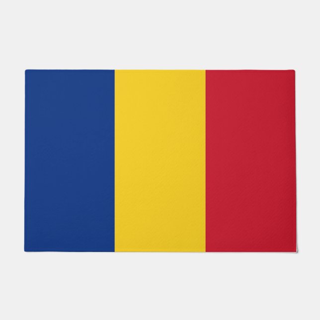 Felpudo Mat de puerta con bandera de Rumania (Anverso)