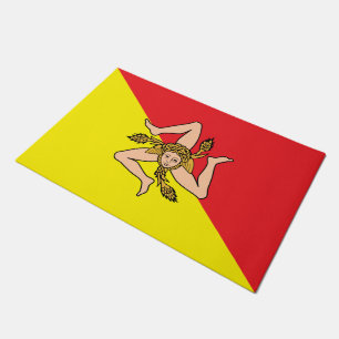 Felpudo Mat de puerta con bandera de Sicilia