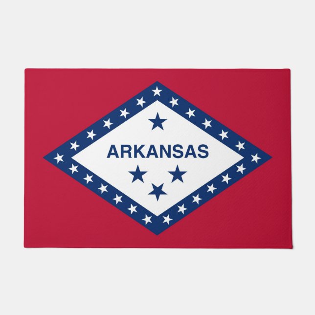 Felpudo Mat de puerta con bandera del estado de Arkansas,  (Anverso)